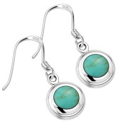 Turquoise Round Silver Earrings - e360